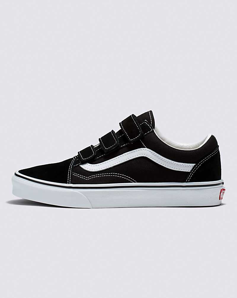 Men\'s Vans Old Skool V Suede Canvas Shoes Black White | USA RGN-659831