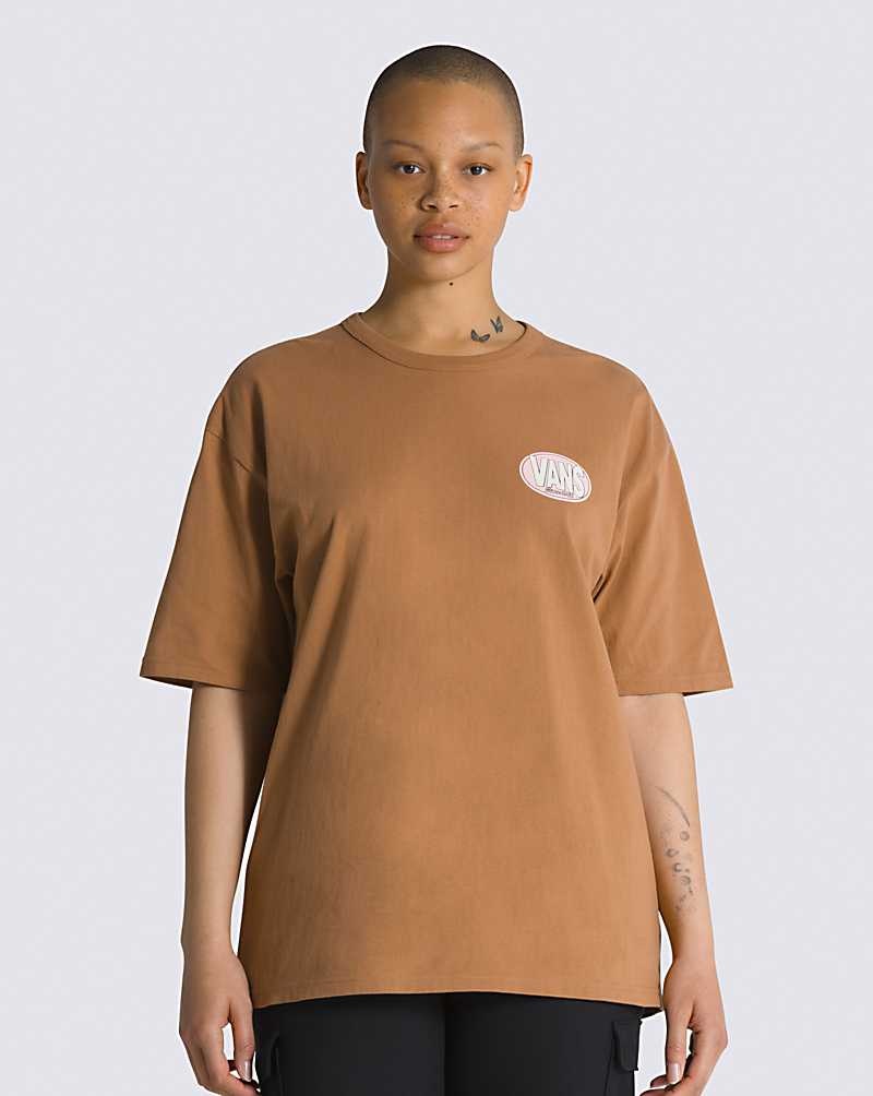 Men's Vans Oval Logo T-Shirt Brown | USA XLT-430875