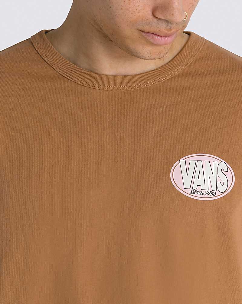 Men's Vans Oval Logo T-Shirt Brown | USA XLT-430875