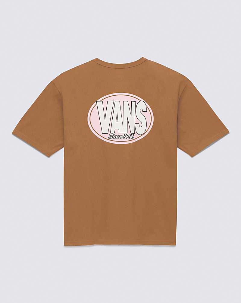 Men's Vans Oval Logo T-Shirt Brown | USA XLT-430875