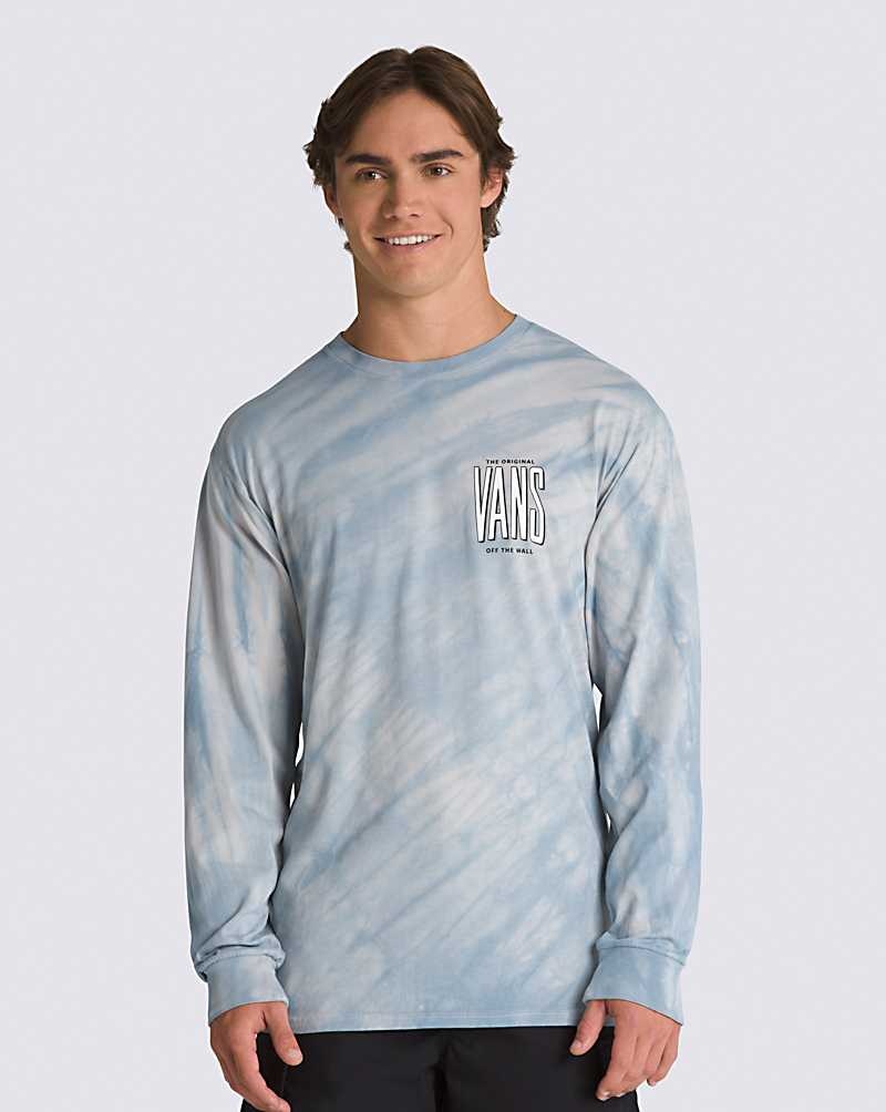 Men's Vans Peaked Tie Dye Long Sleeve T-Shirt Blue | USA BGE-803597