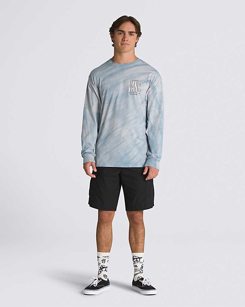 Men's Vans Peaked Tie Dye Long Sleeve T-Shirt Blue | USA BGE-803597