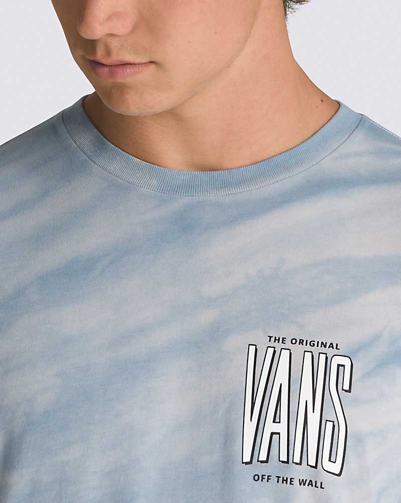 Men's Vans Peaked Tie Dye Long Sleeve T-Shirt Blue | USA BGE-803597