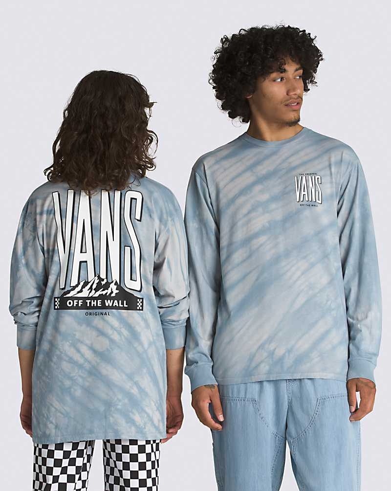 Men's Vans Peaked Tie Dye Long Sleeve T-Shirt Blue | USA BGE-803597