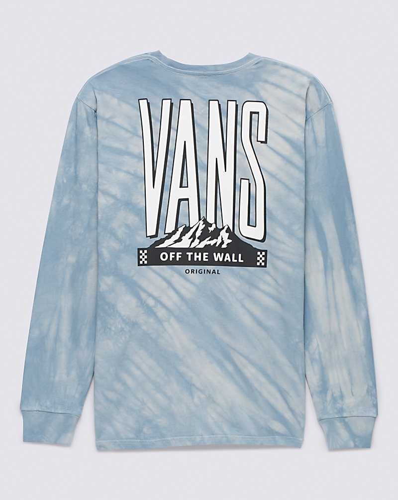 Men's Vans Peaked Tie Dye Long Sleeve T-Shirt Blue | USA BGE-803597