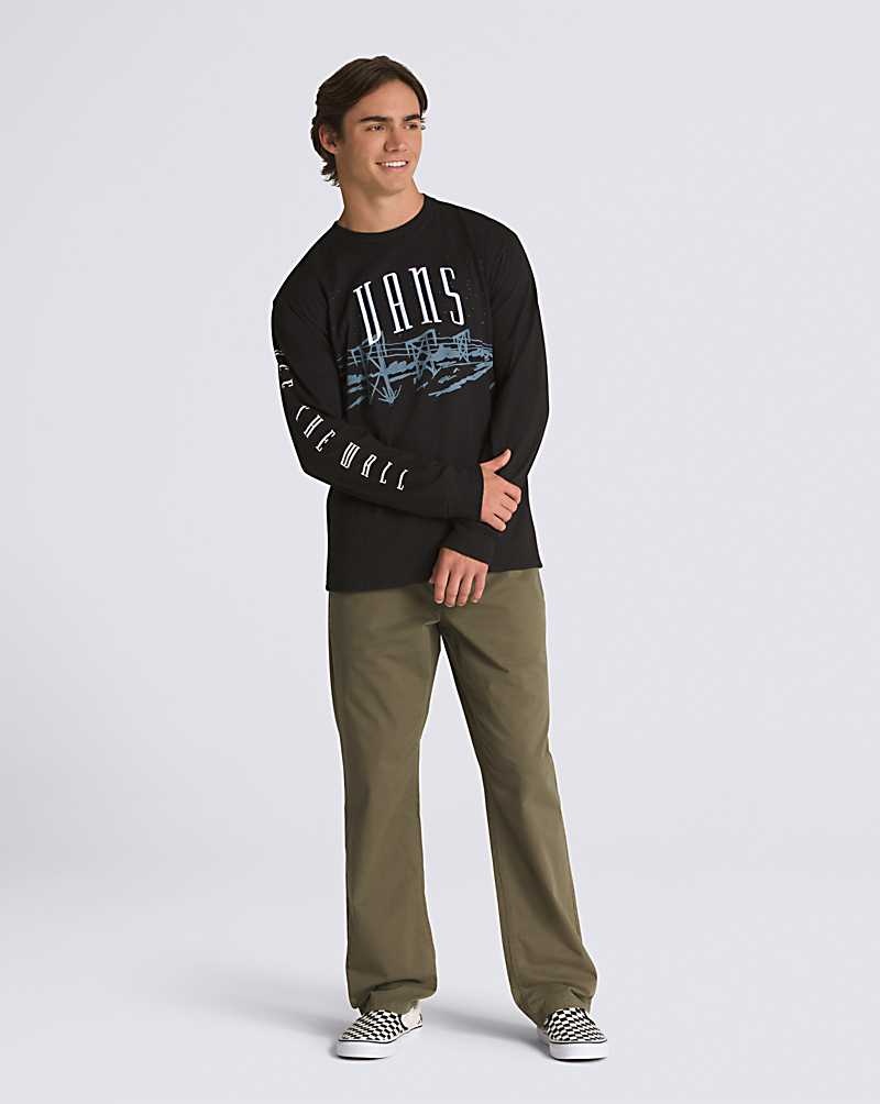 Men's Vans Powerline Landscape Long Sleeve T-Shirt Black | USA PYO-157360