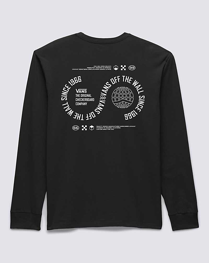 Men's Vans Prestige Worldwide Long Sleeve T-Shirt Black | USA SMW-390764