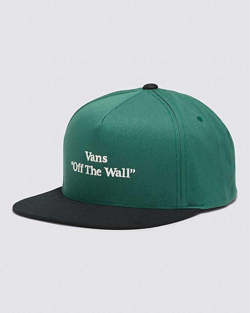 Men\'s Vans Quoted Snapback Hats Green | USA ELS-375048