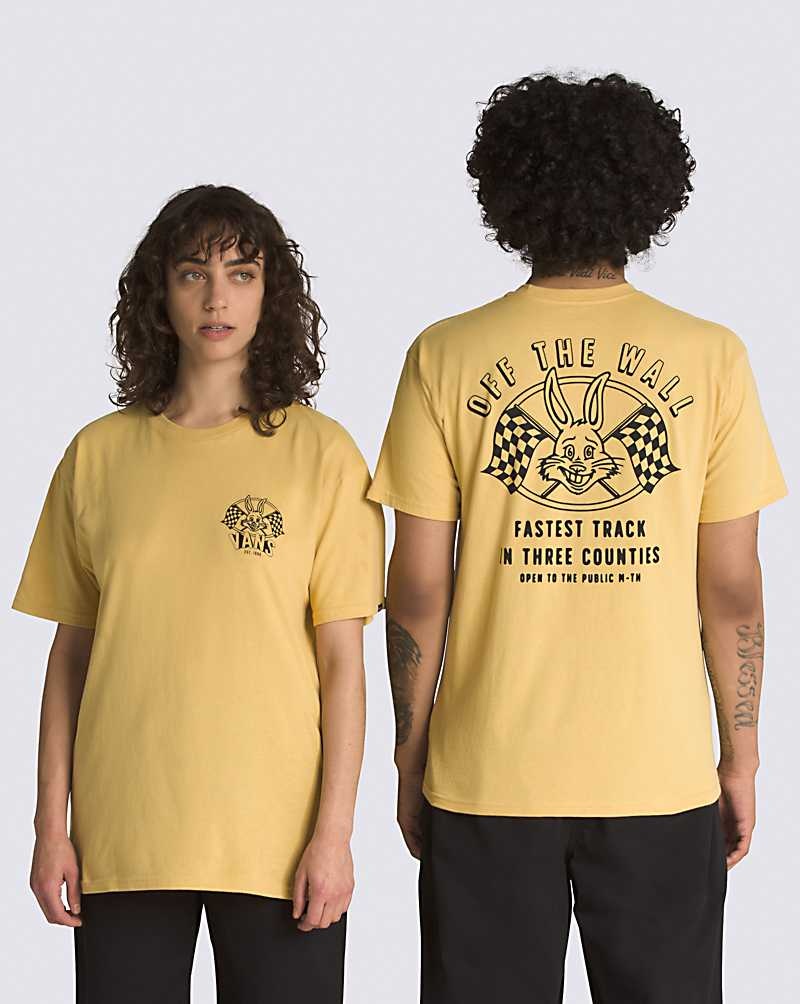 Men's Vans Rabbit Racer T-Shirt Yellow | USA MHI-079254