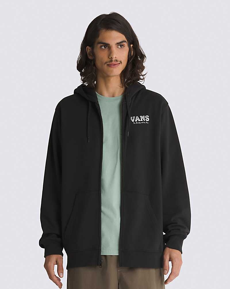 Men's Vans Rose Rosette Full Zip Hoodie Black | USA XFV-956182