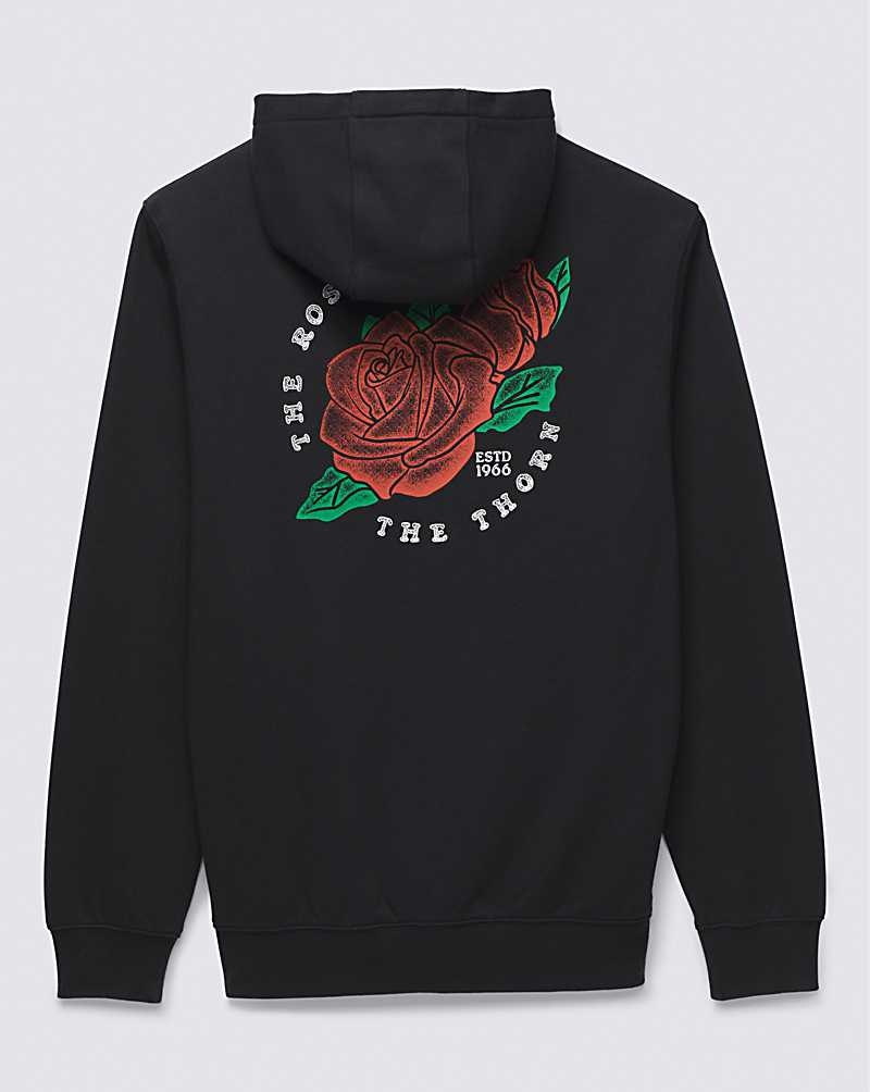 Men's Vans Rose Rosette Full Zip Hoodie Black | USA XFV-956182