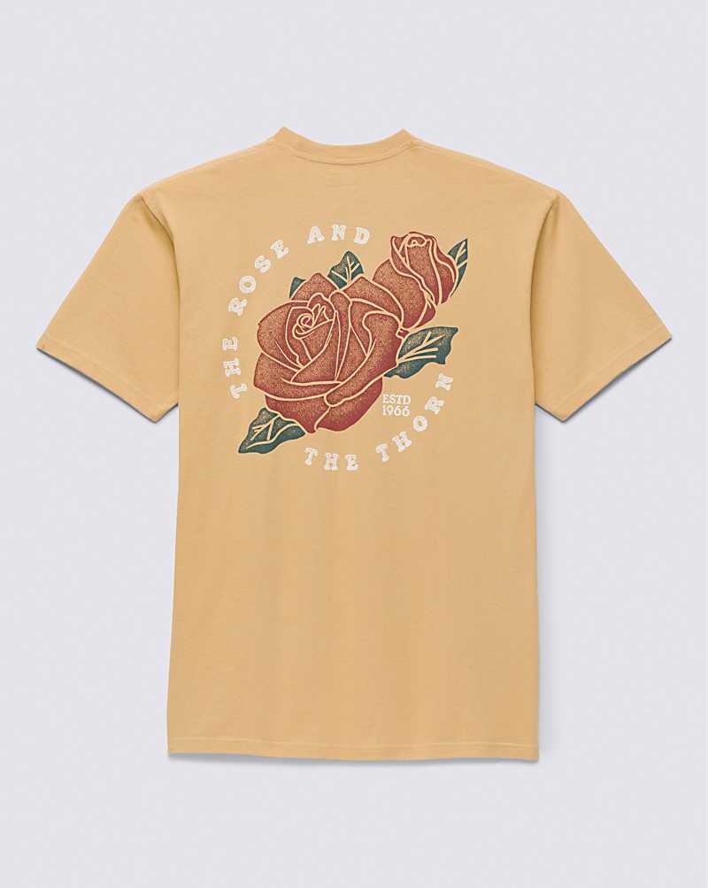 Men's Vans Rosethorn T-Shirt Yellow | USA JYO-806254