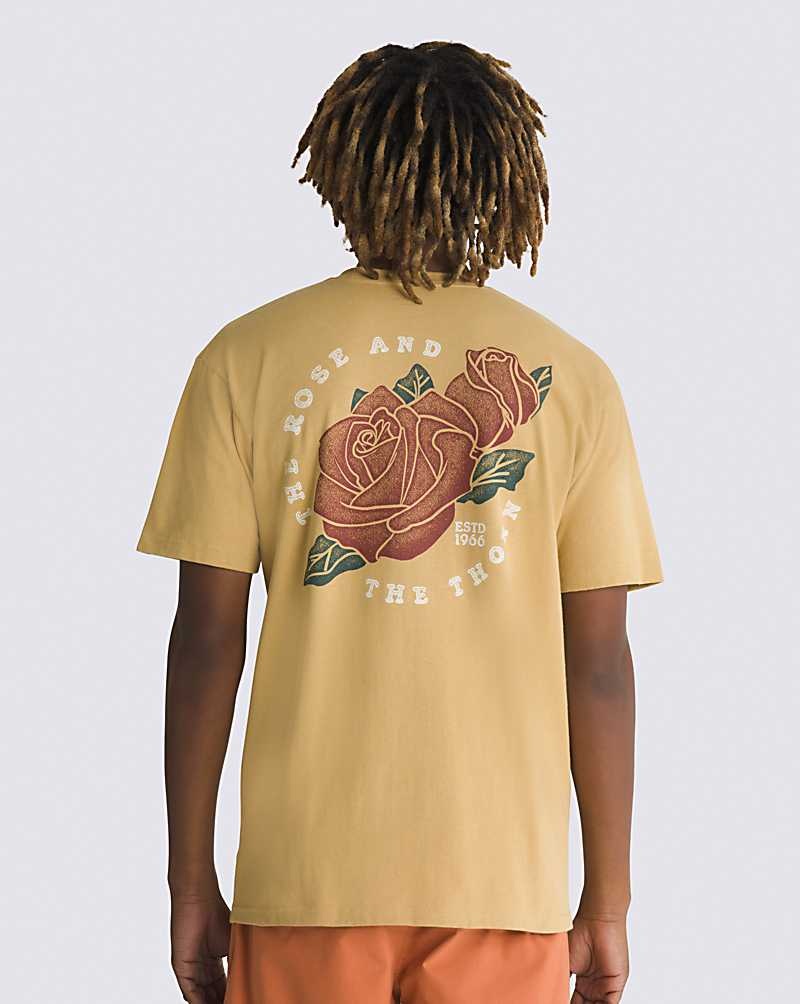 Men\'s Vans Rosethorn T-Shirt Yellow | USA JYO-806254