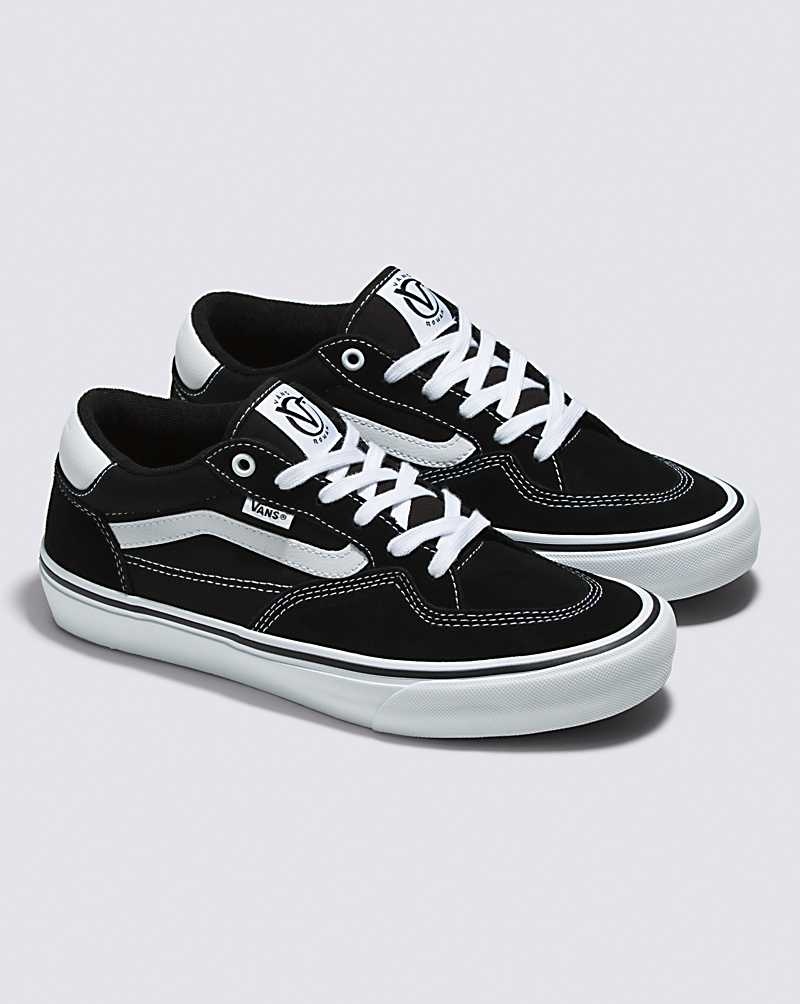 Men's Vans Rowan Skate Shoes Black White | USA CJD-426503