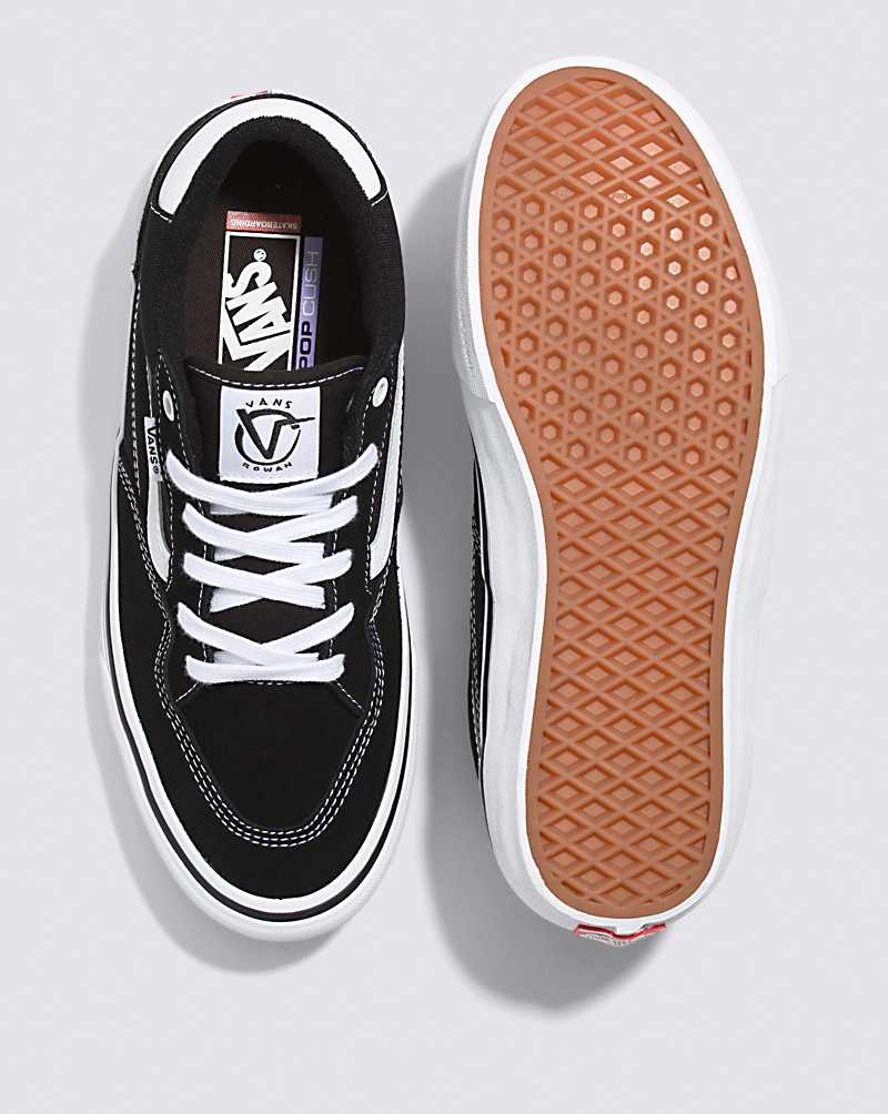 Men's Vans Rowan Skate Shoes Black White | USA CJD-426503