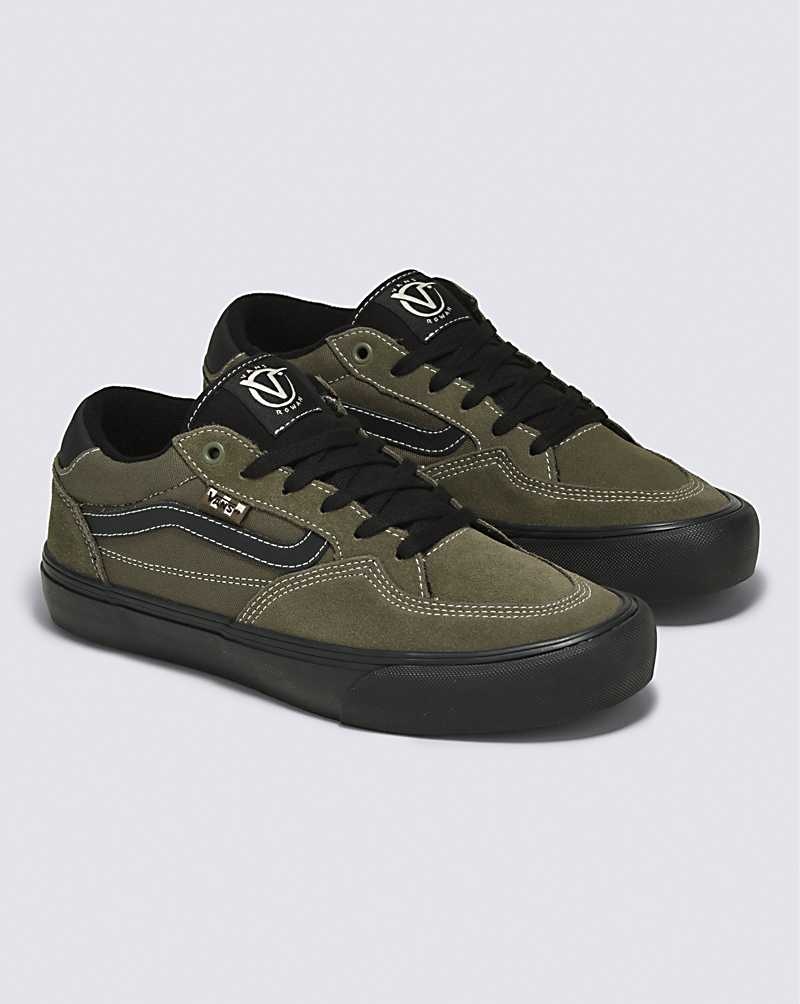 Men's Vans Rowan Skate Shoes Olive Black | USA WFV-016793