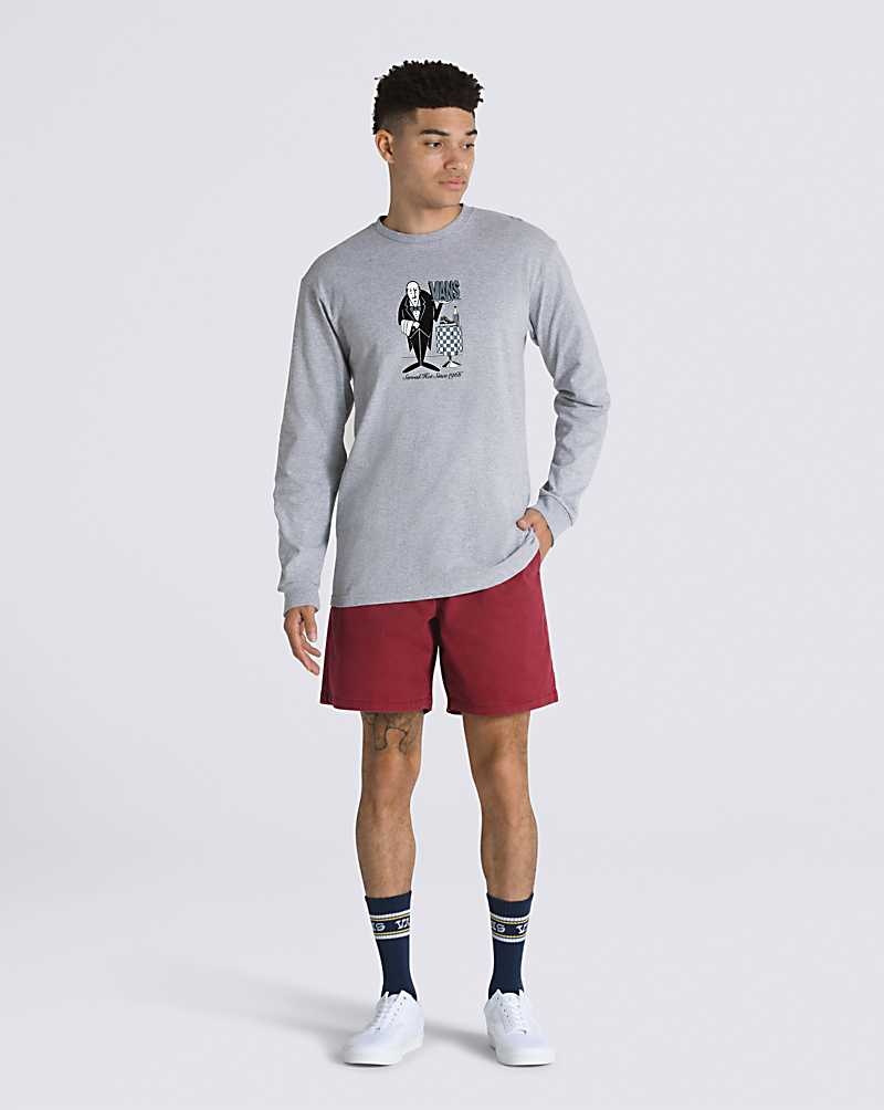 Men's Vans Served Hot Long Sleeve T-Shirt Grey | USA HXA-428137