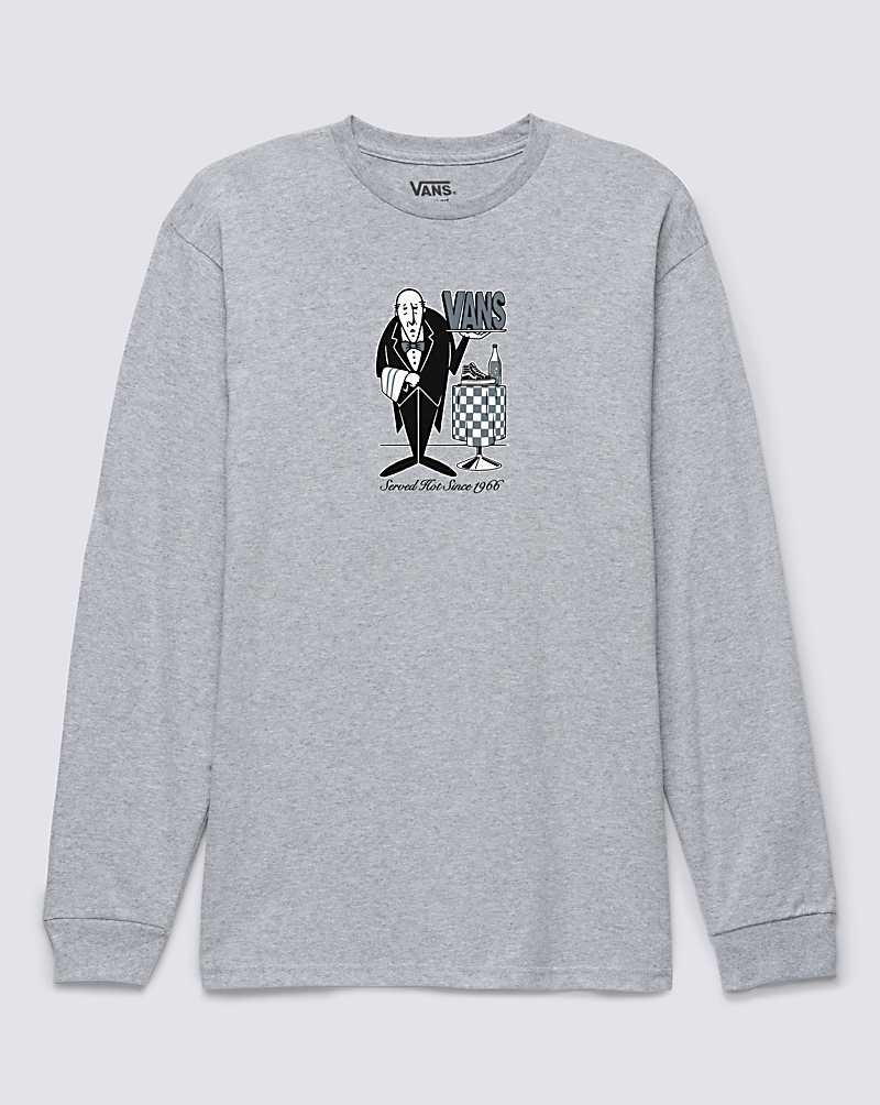 Men's Vans Served Hot Long Sleeve T-Shirt Grey | USA HXA-428137