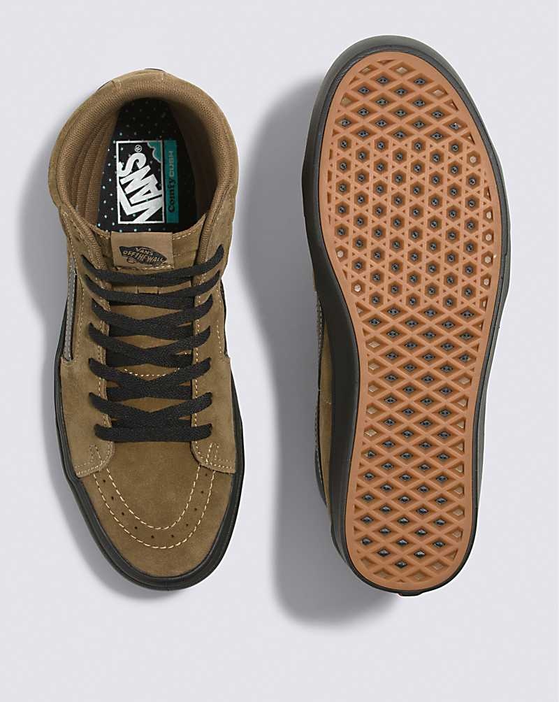 Men's Vans Sk8-Hi ComfyCush Suede Shoes Brown | USA DCP-253017