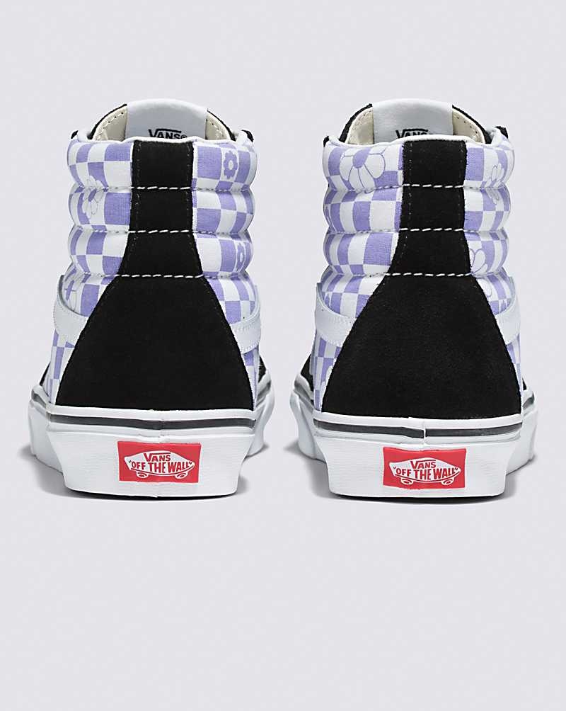 Men's Vans Sk8-Hi Floral Check Shoes Lavender Black | USA XVG-394275