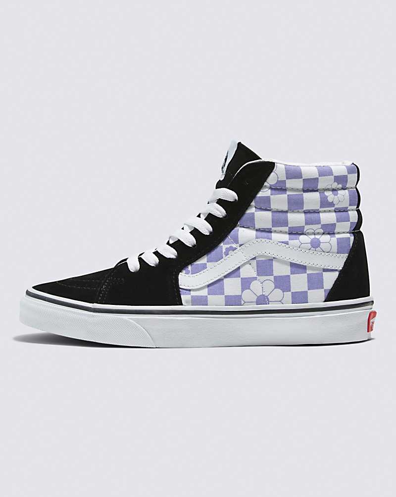 Men\'s Vans Sk8-Hi Floral Check Shoes Lavender Black | USA XVG-394275