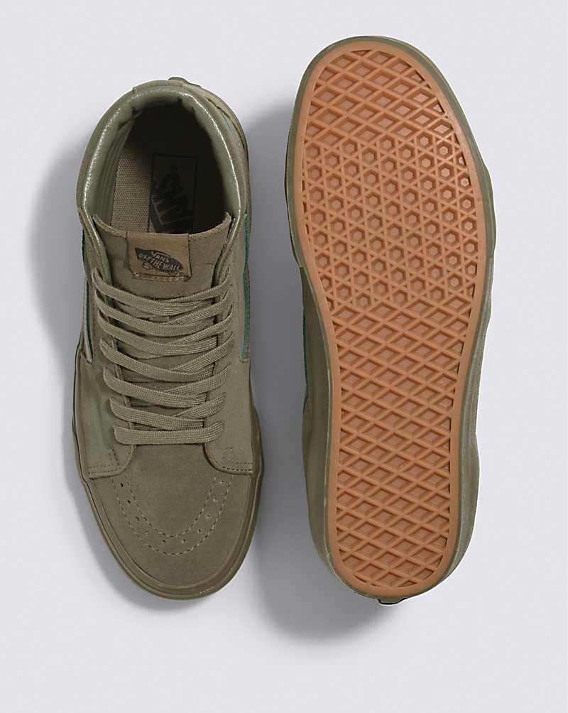 Men's Vans Sk8-Hi Mono Suede Shoes Olive | USA SKX-254713