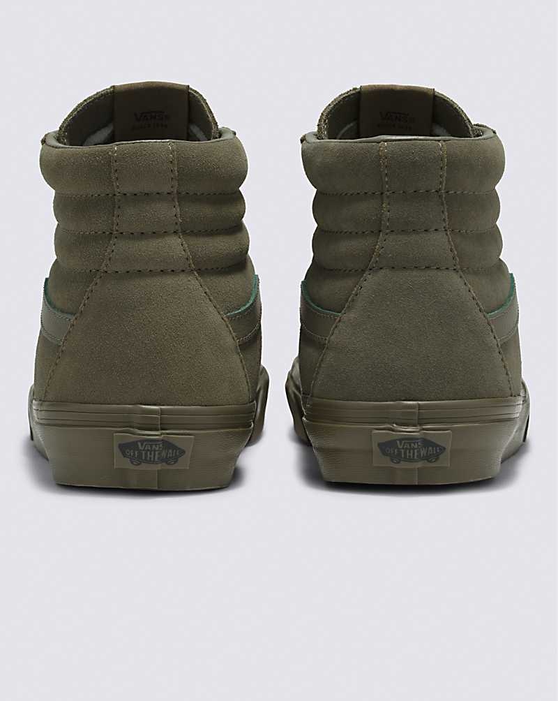 Men's Vans Sk8-Hi Mono Suede Shoes Olive | USA SKX-254713