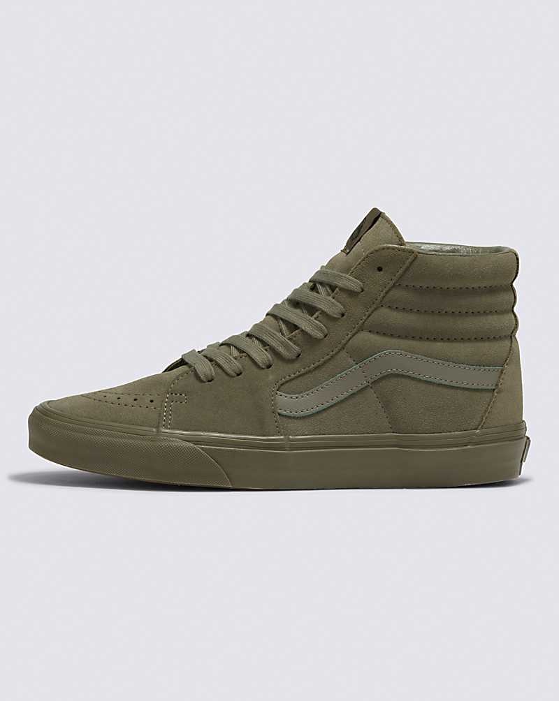 Men\'s Vans Sk8-Hi Mono Suede Shoes Olive | USA SKX-254713