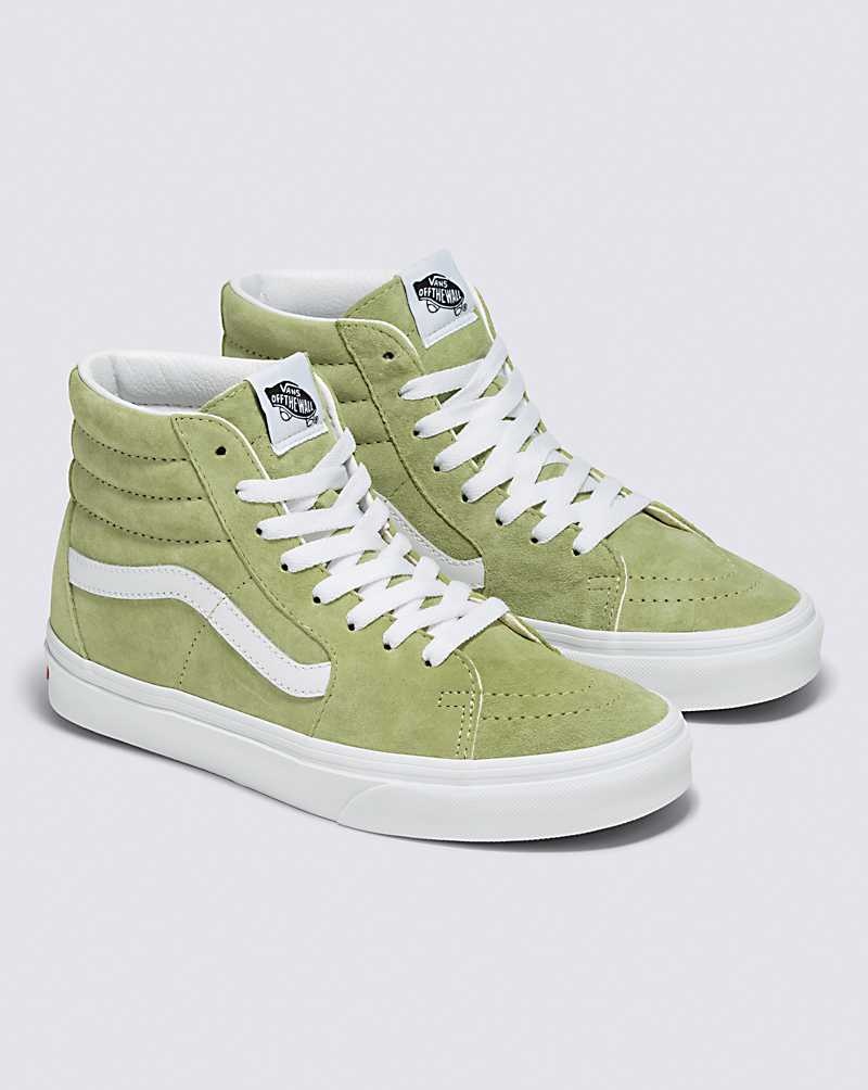 Men's Vans Sk8-Hi Pig Suede Shoes Green | USA HMK-096731