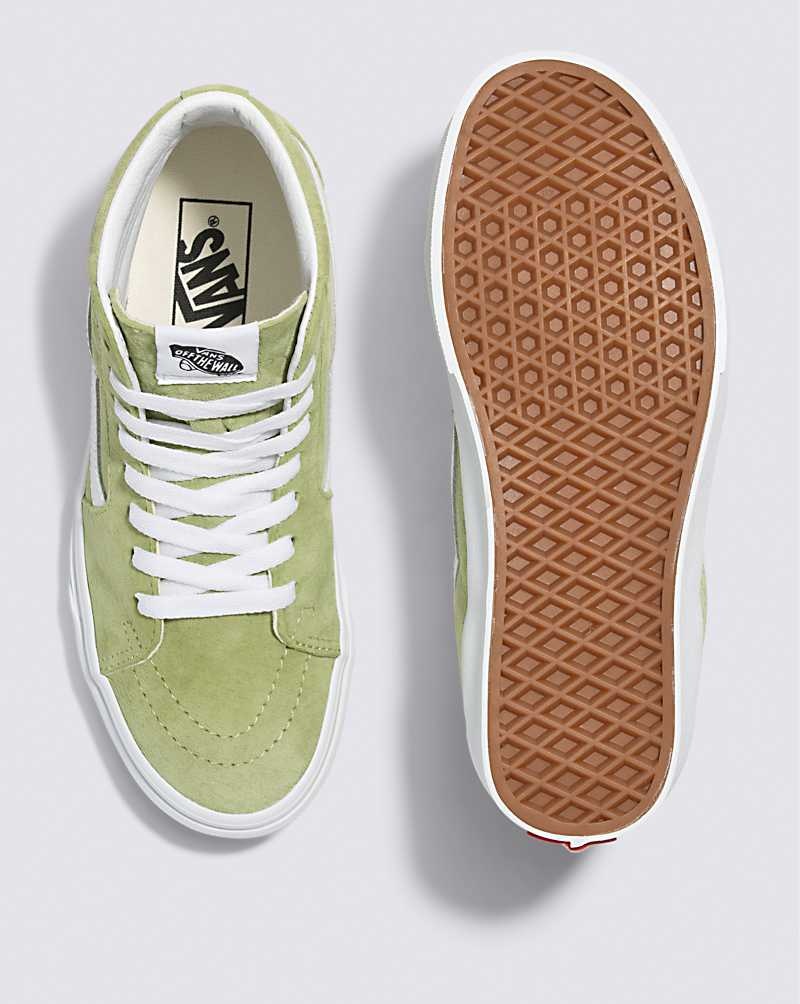 Men's Vans Sk8-Hi Pig Suede Shoes Green | USA HMK-096731