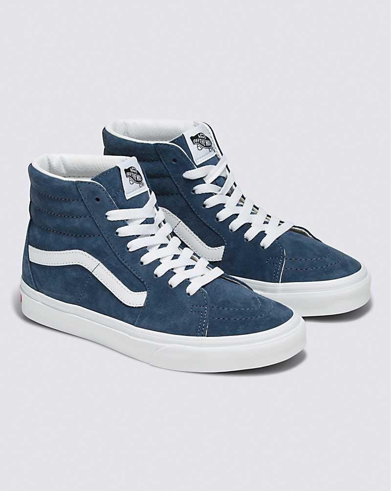 Men's Vans Sk8-Hi Pig Suede Shoes Indigo | USA LMF-683745