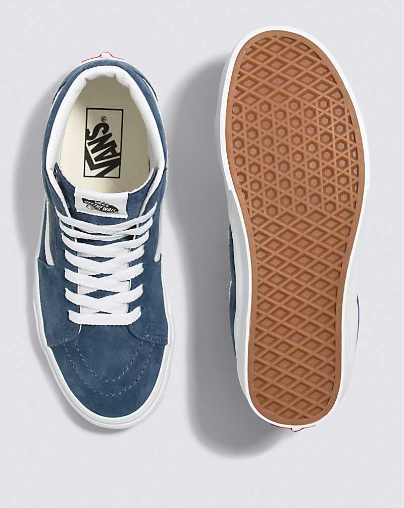 Men's Vans Sk8-Hi Pig Suede Shoes Indigo | USA LMF-683745