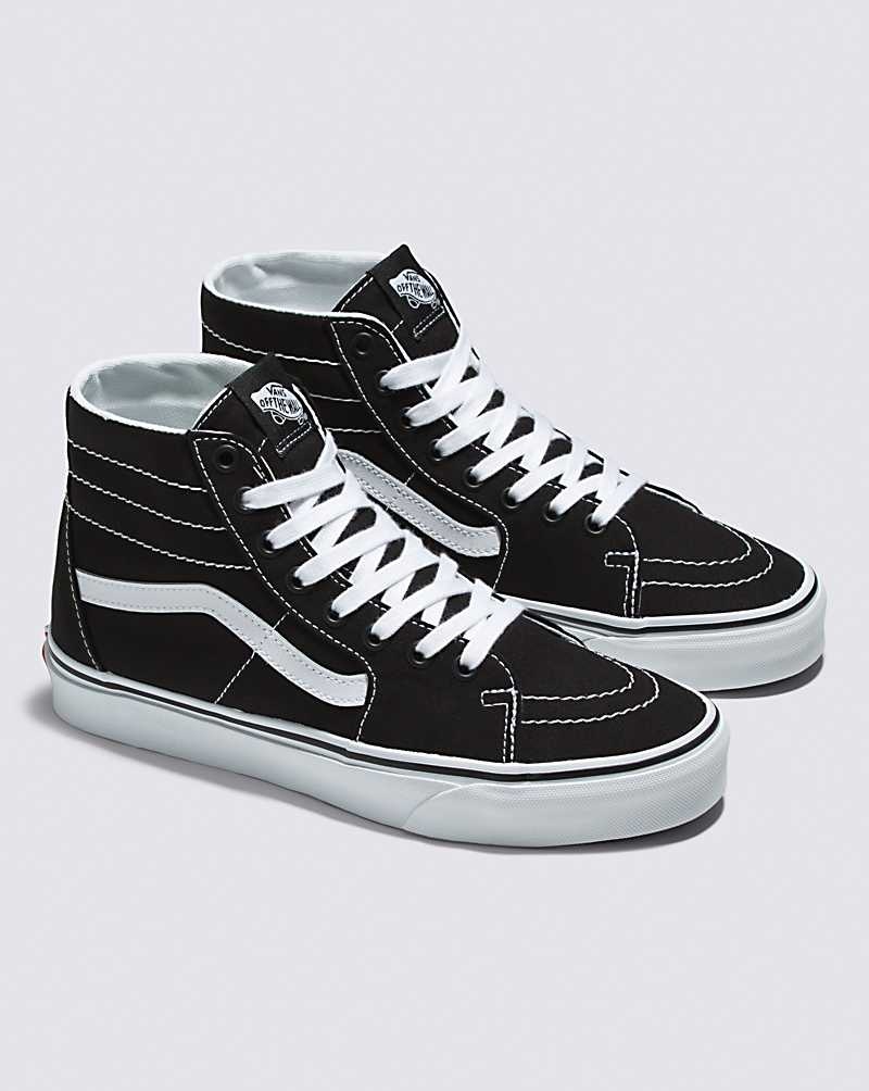 Men's Vans Sk8-Hi Tapered Canvas Shoes Black White | USA ODH-375408