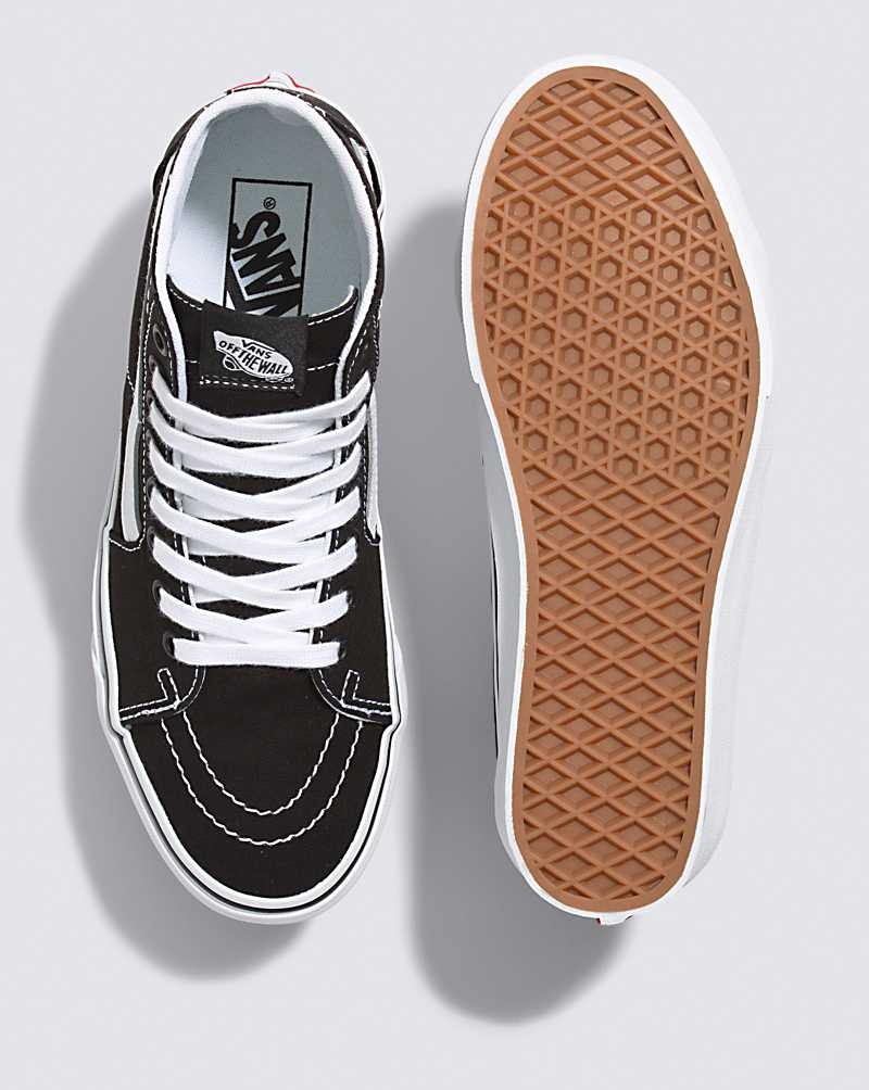 Men's Vans Sk8-Hi Tapered Canvas Shoes Black White | USA ODH-375408