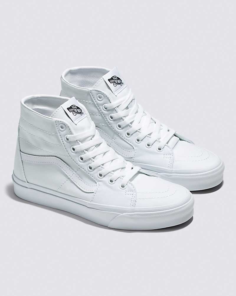 Men's Vans Sk8-Hi Tapered Canvas Shoes White | USA BFM-629543