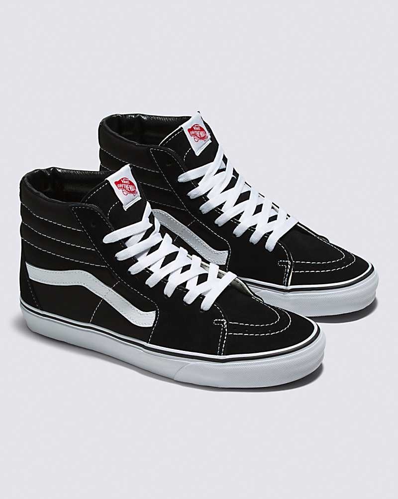 Men's Vans Sk8-Hi Wide Shoes Black White | USA OUK-534810