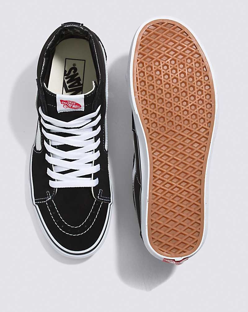 Men's Vans Sk8-Hi Wide Shoes Black White | USA OUK-534810