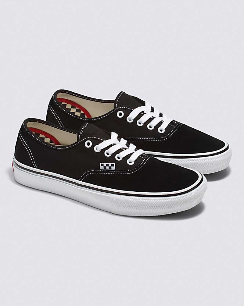 Men's Vans Skate Authentic Skate Shoes Black White | USA PJT-138902