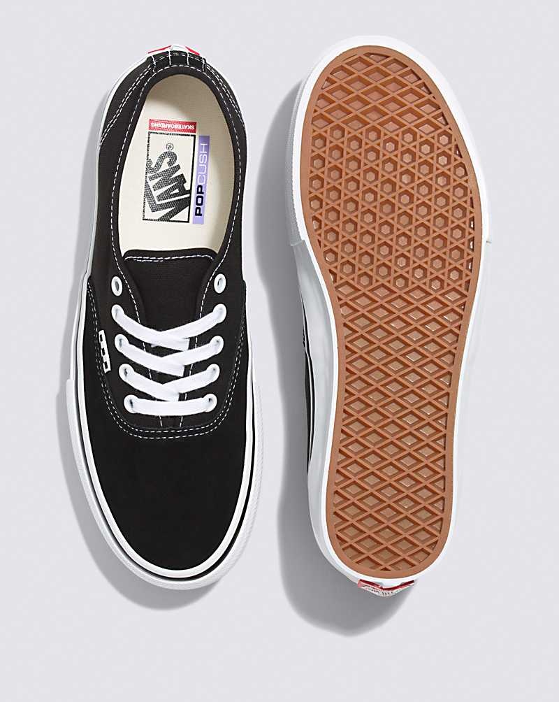 Men's Vans Skate Authentic Skate Shoes Black White | USA PJT-138902