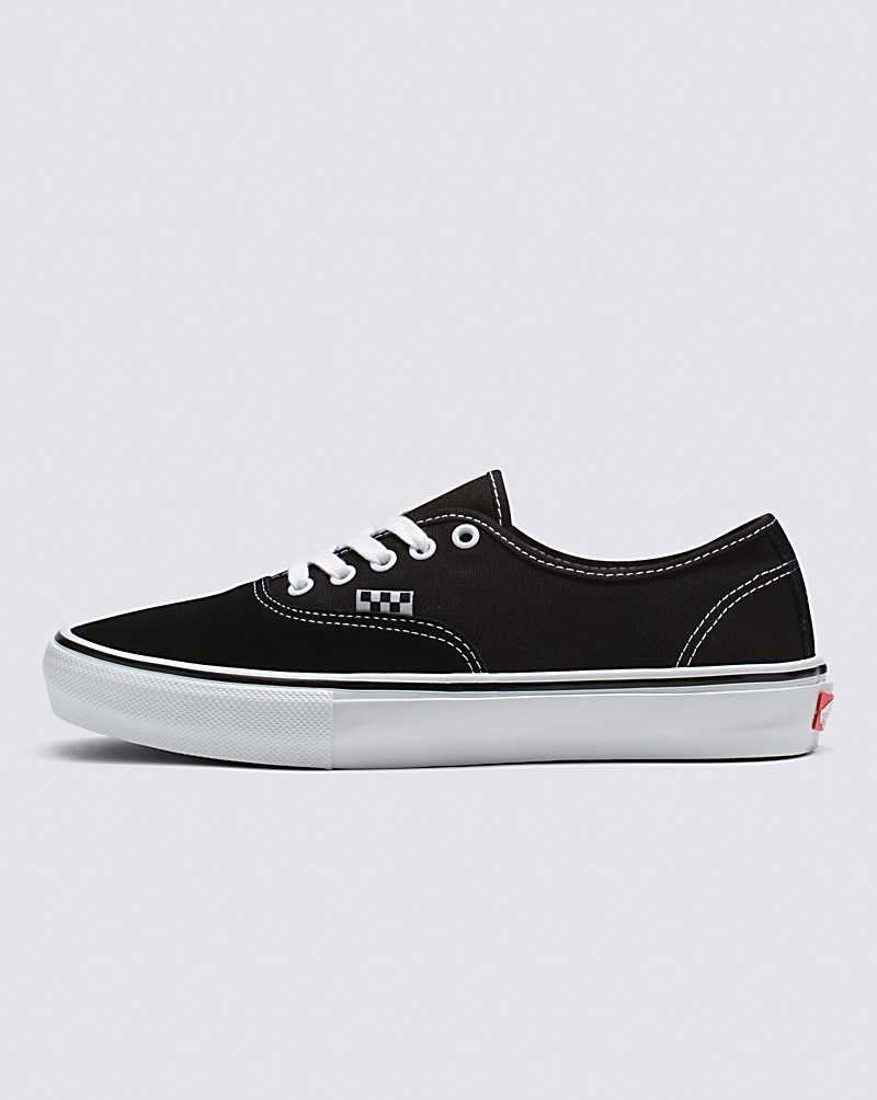 Men\'s Vans Skate Authentic Skate Shoes Black White | USA PJT-138902