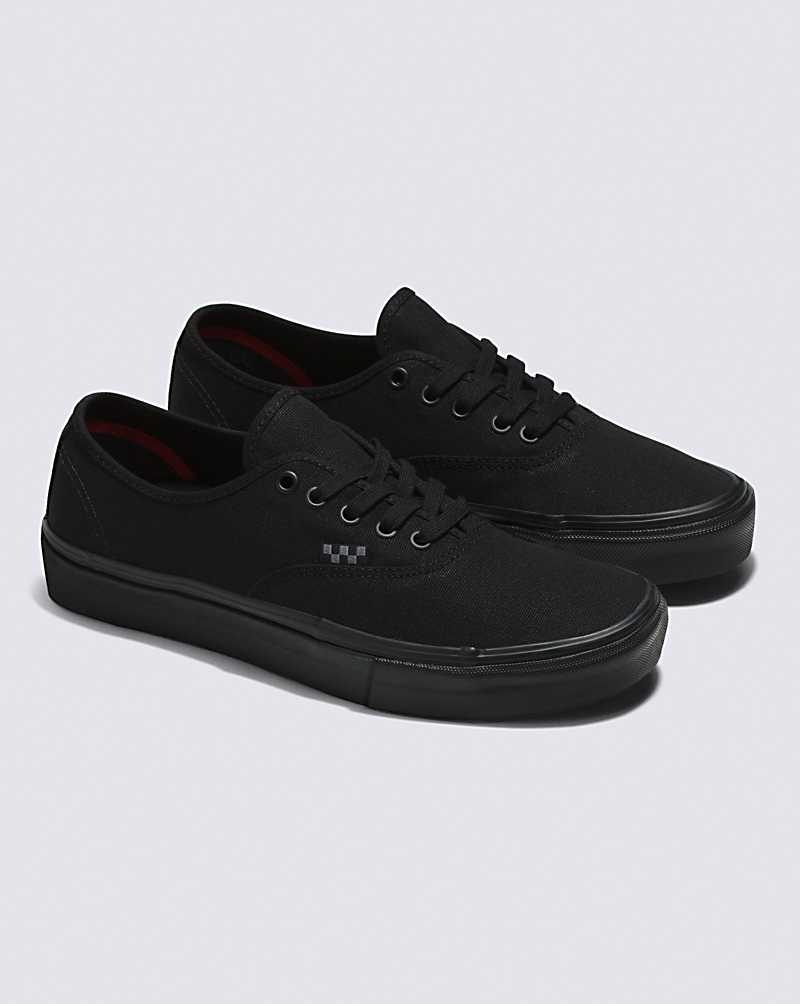 Men's Vans Skate Authentic Skate Shoes Black | USA TQK-526380