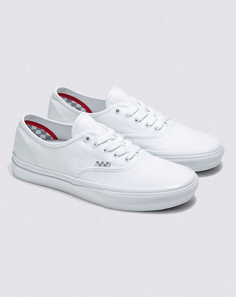 Men's Vans Skate Authentic Skate Shoes White | USA GAQ-658379