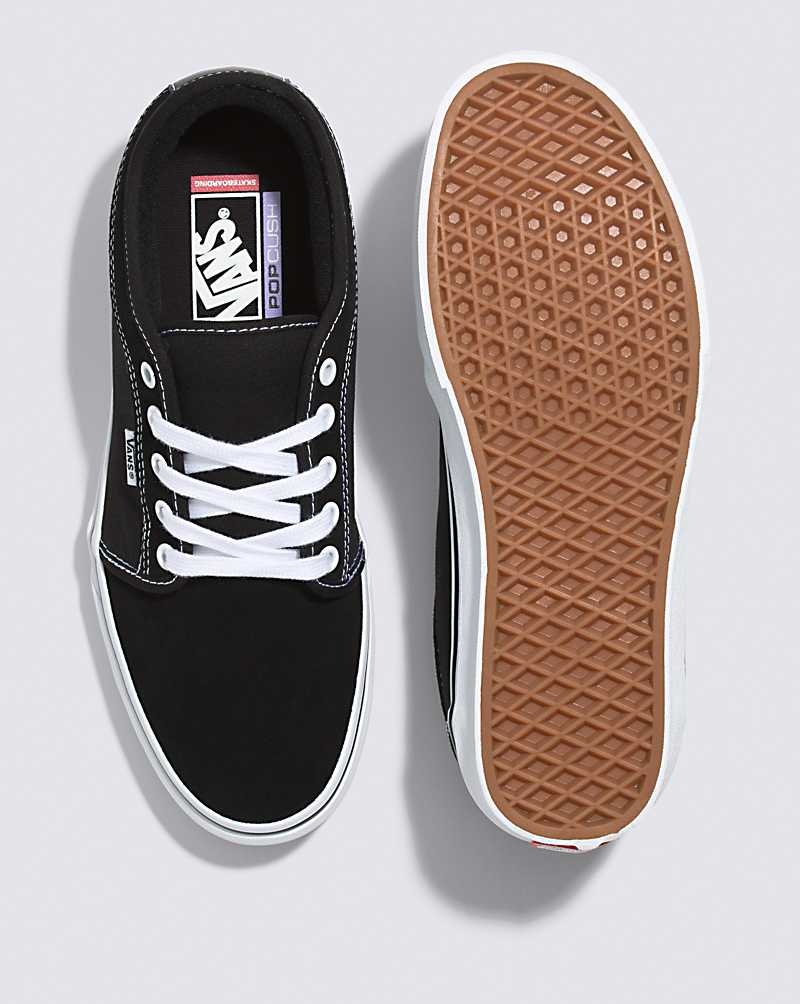 Men's Vans Skate Chukka Low Skate Shoes Black White | USA JNS-351694