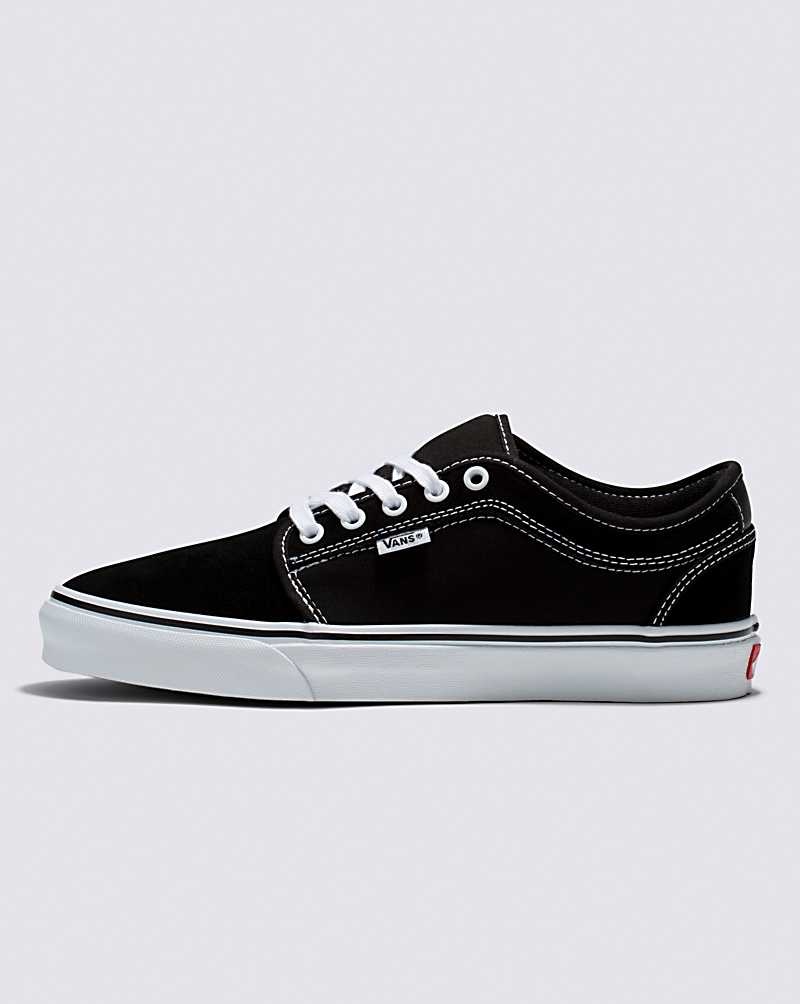 Men\'s Vans Skate Chukka Low Skate Shoes Black White | USA JNS-351694