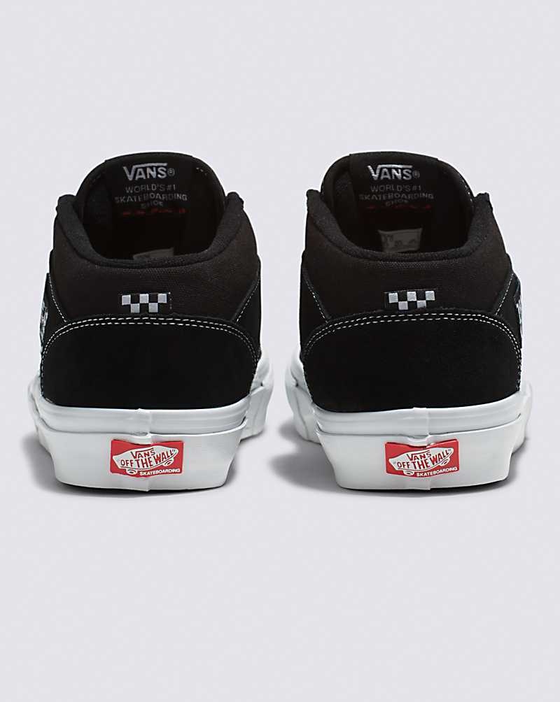 Men's Vans Skate Half Cab Skate Shoes Black White | USA OLW-657019