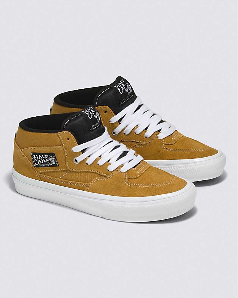 Men's Vans Skate Half Cab Skate Shoes Gold | USA ZWE-530924