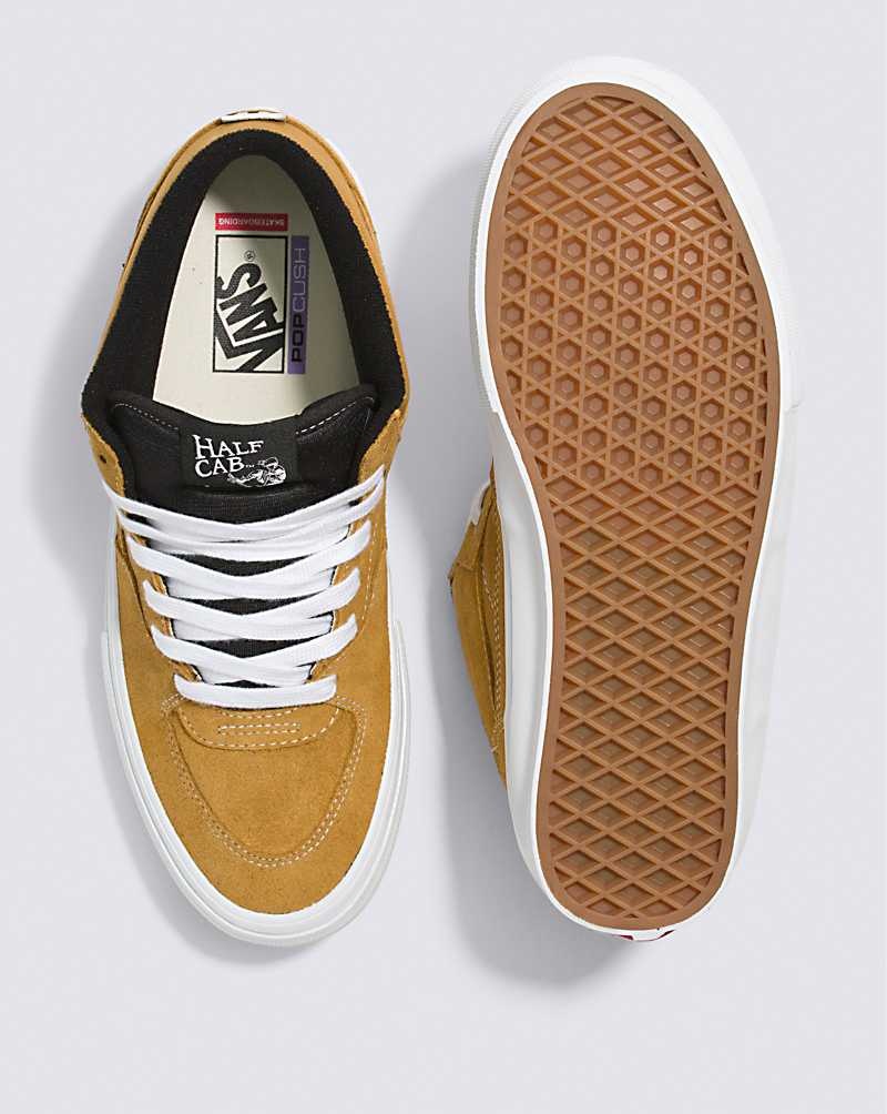 Men's Vans Skate Half Cab Skate Shoes Gold | USA ZWE-530924