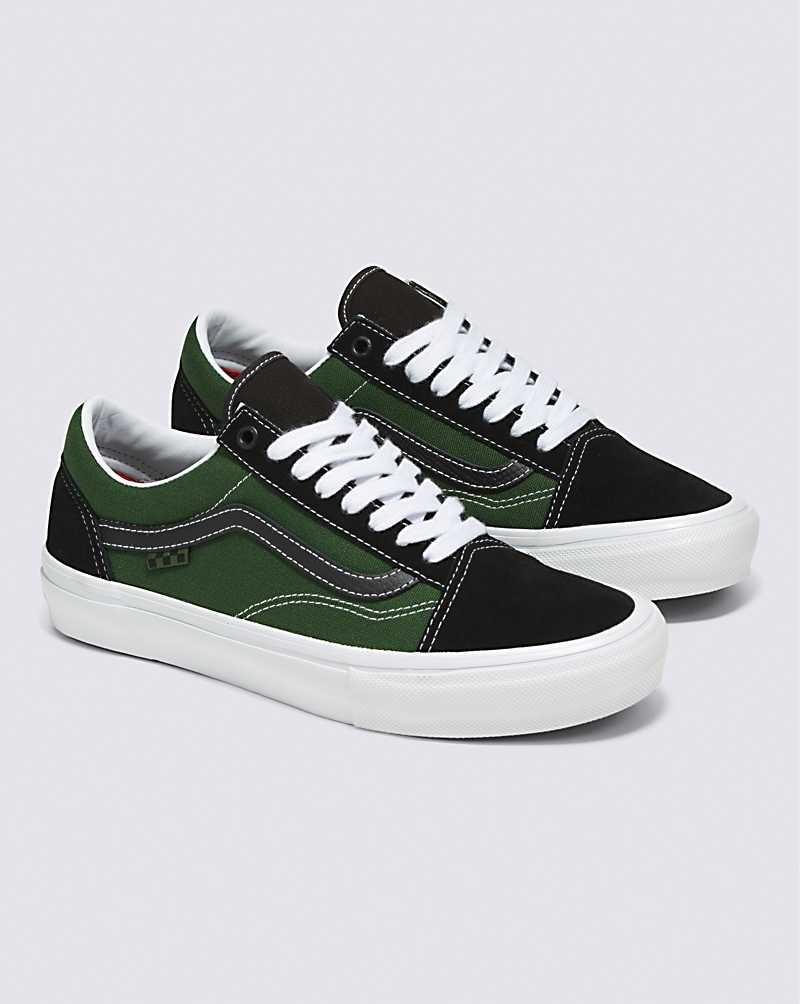 Men's Vans Skate Old Skool Safari Skate Shoes Black Green | USA KIO-387910