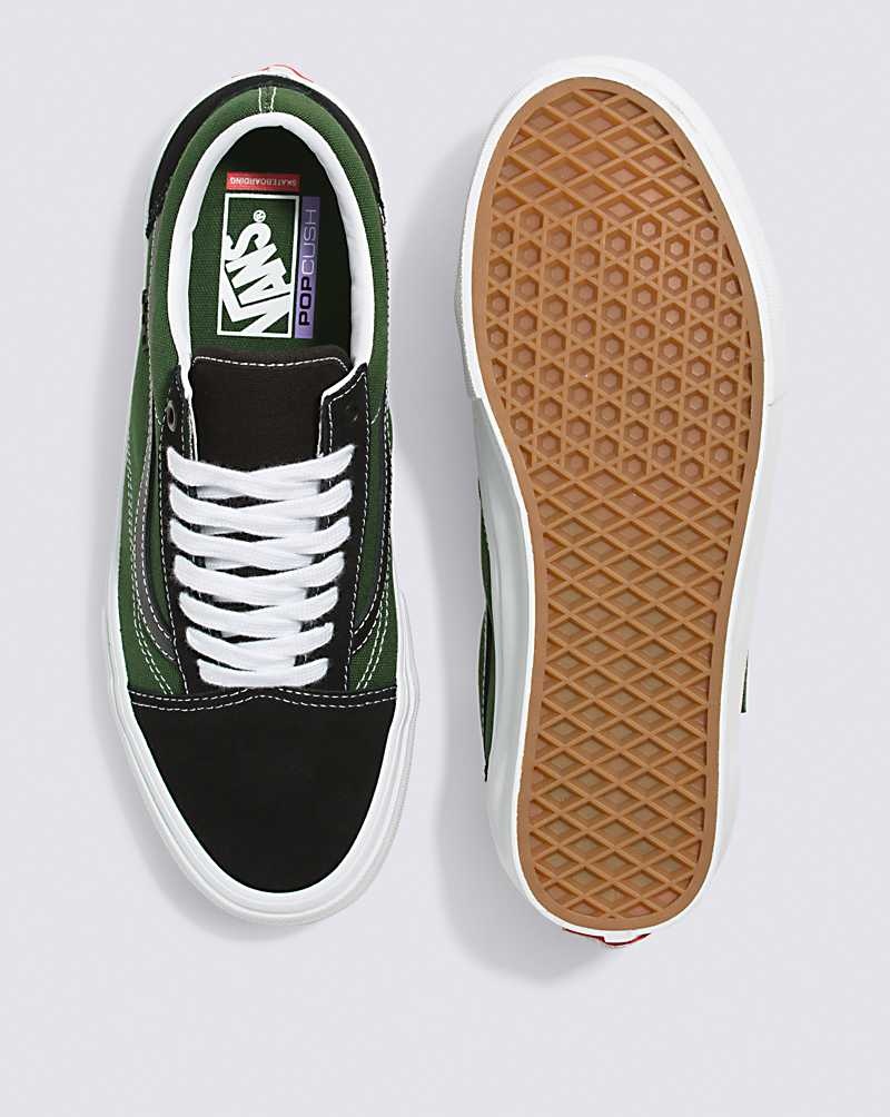 Men's Vans Skate Old Skool Safari Skate Shoes Black Green | USA KIO-387910