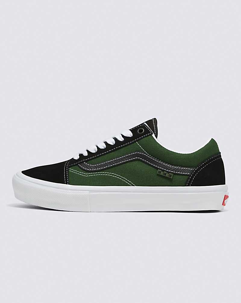 Men\'s Vans Skate Old Skool Safari Skate Shoes Black Green | USA KIO-387910